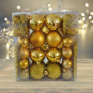Set Boules de Noël dorée 62 pièces