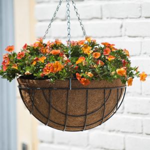 Corbeille verte suspendue H15.5xø35cm