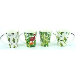 Tasse porcelaine tropicale x 4