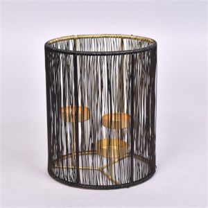 Bougeoir Ariana Noir/Doré 18 x 15 cm