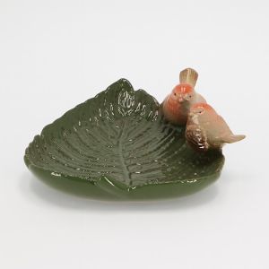 FB561 Keramiek bladvormig vogelbad met vogels Studio