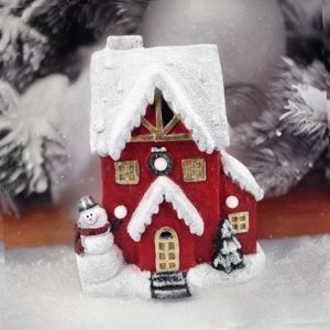 Maison de Noël rouge 38 cm