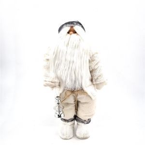 Kerstman Wit met Zilveren Olilamp 80 cm